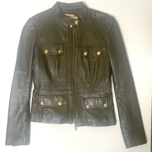 Michael Kors olive Leather jacket sz 2